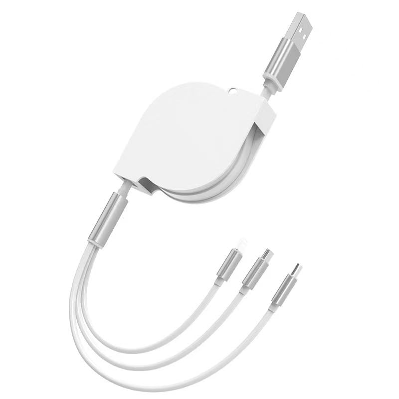Custom Retractable 3-in-1 Charging Cable with Full-Color Logo