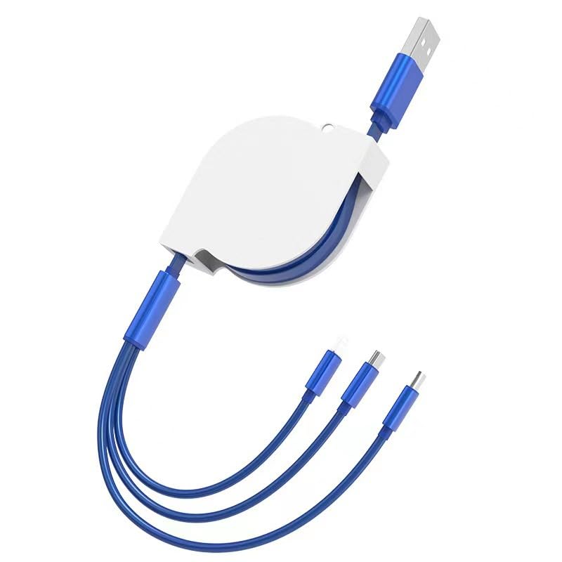 Custom Retractable 3-in-1 Charging Cable with Full-Color Logo