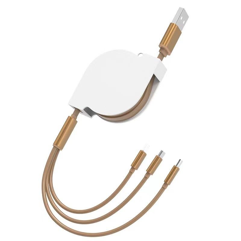 Custom Retractable 3-in-1 Charging Cable with Full-Color Logo