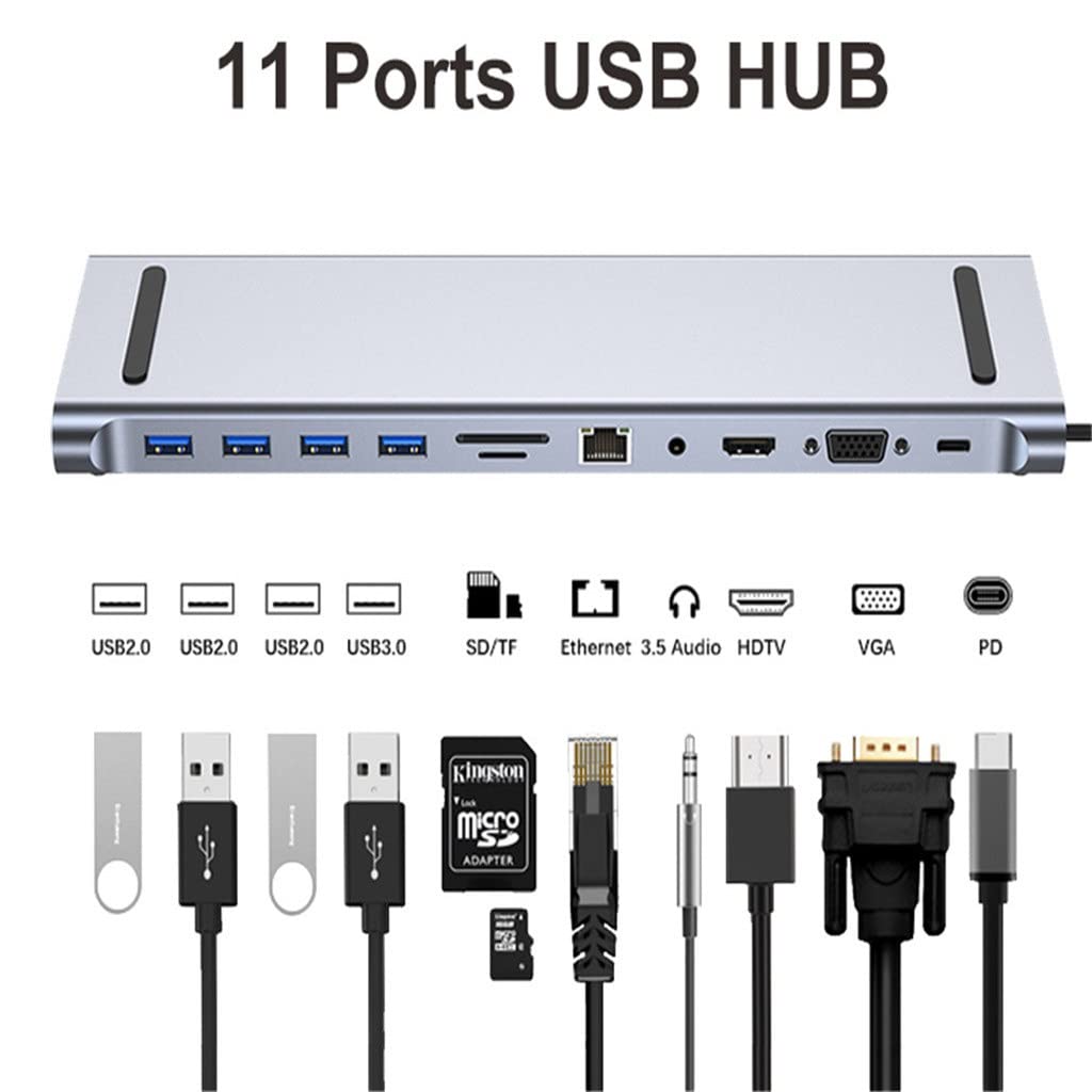 11-in-1 USB-C Hub with 4K HDMI, RJ45, SD/TF & PD