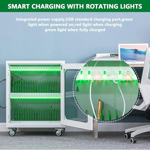 Mobile Phone Charging Cabinet with Wheels - Portable Storage Box for Conference Room