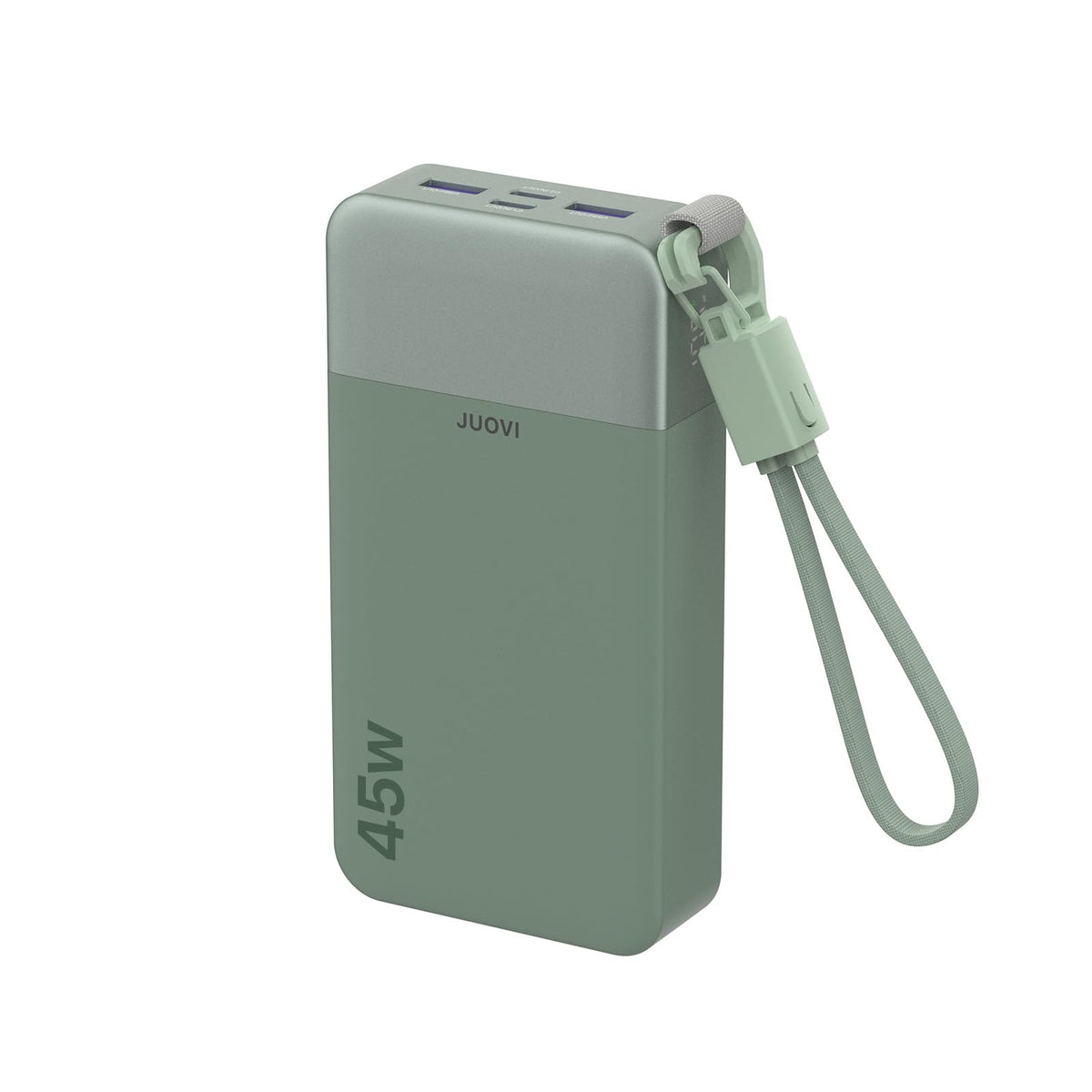 JUOVI Power Bank 45W 20000mAh Portable Charger with Detachable Cable, PD QC 4-Port Fast Charging, External Battery Pack for iPad Tablet iPhone Samsung and More