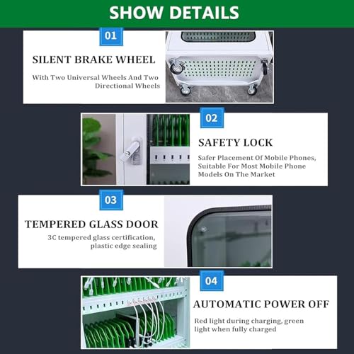 Mobile Phone Charging Cabinet with Wheels - Portable Storage Box for Conference Room