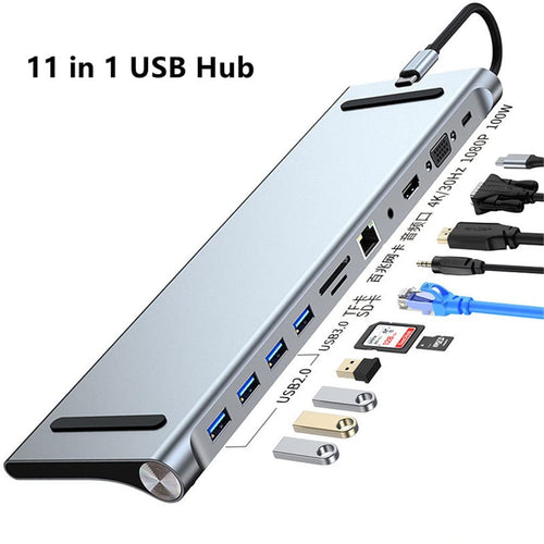 11-in-1 USB-C Hub with 4K HDMI, RJ45, SD/TF & PD