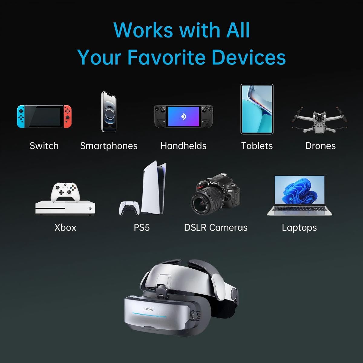 GOOVIS G3 MAX 2.5K Micro-OLED Personal Cinema Headset Bundle