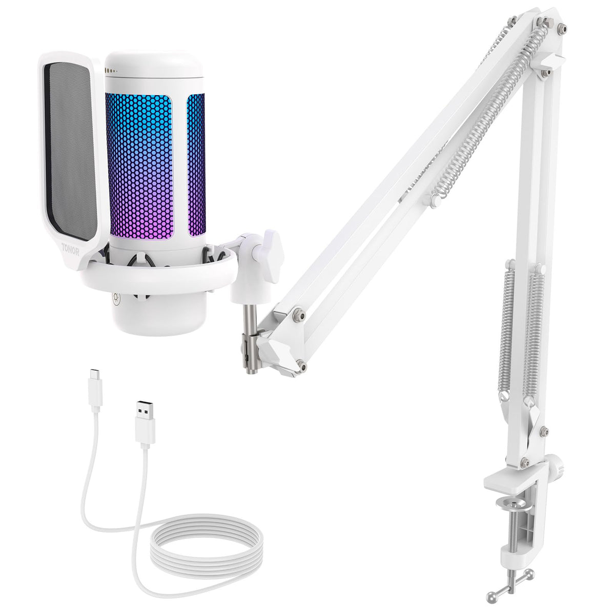TONOR RGB Gaming Microphone Kit with Adjustable Boom Arm