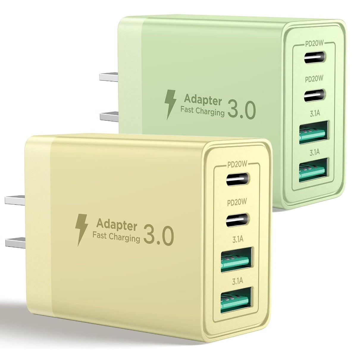 Aioneus USB C Charger Block, 40W Fast Charging Block Type C Charging Block 4-Port Dual Port PD+QC Wall Charger Head Cube for iPhone 17 16 15 14 13