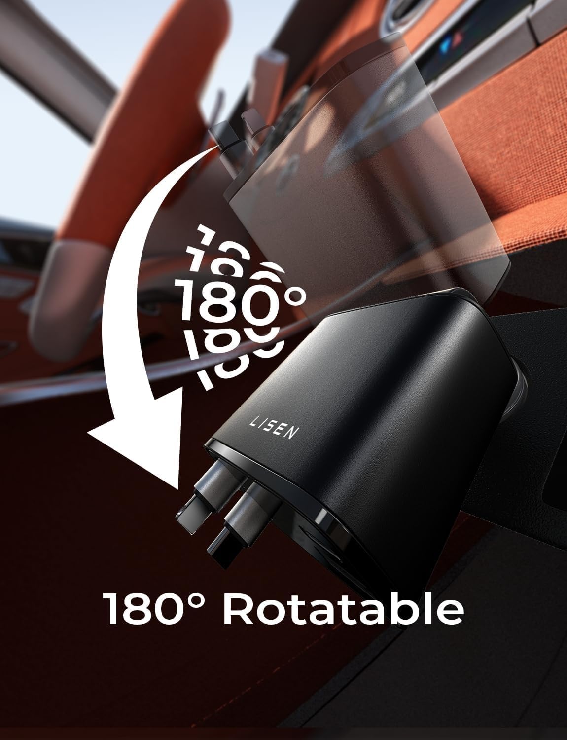 LISEN 84W Retractable USB-C Fast Car Charger Adapter