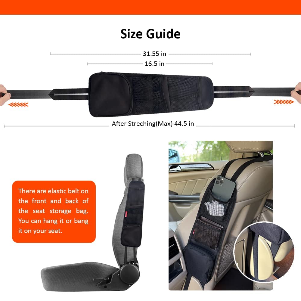 Luckybay Car Seat Side Organizer with Storage Pockets