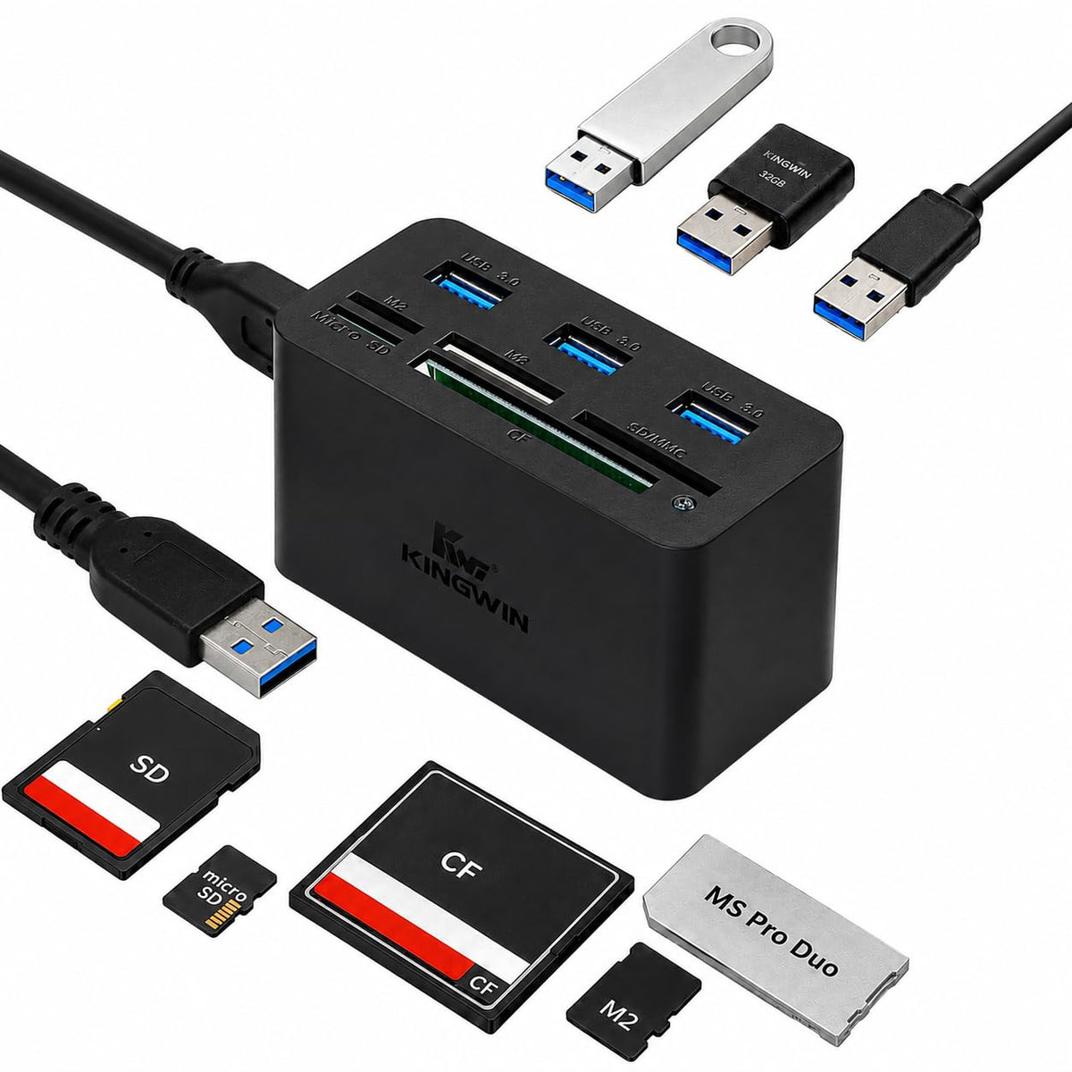 Kingwin USB-C Hub with USB 3.0 & Multi-Card Reader