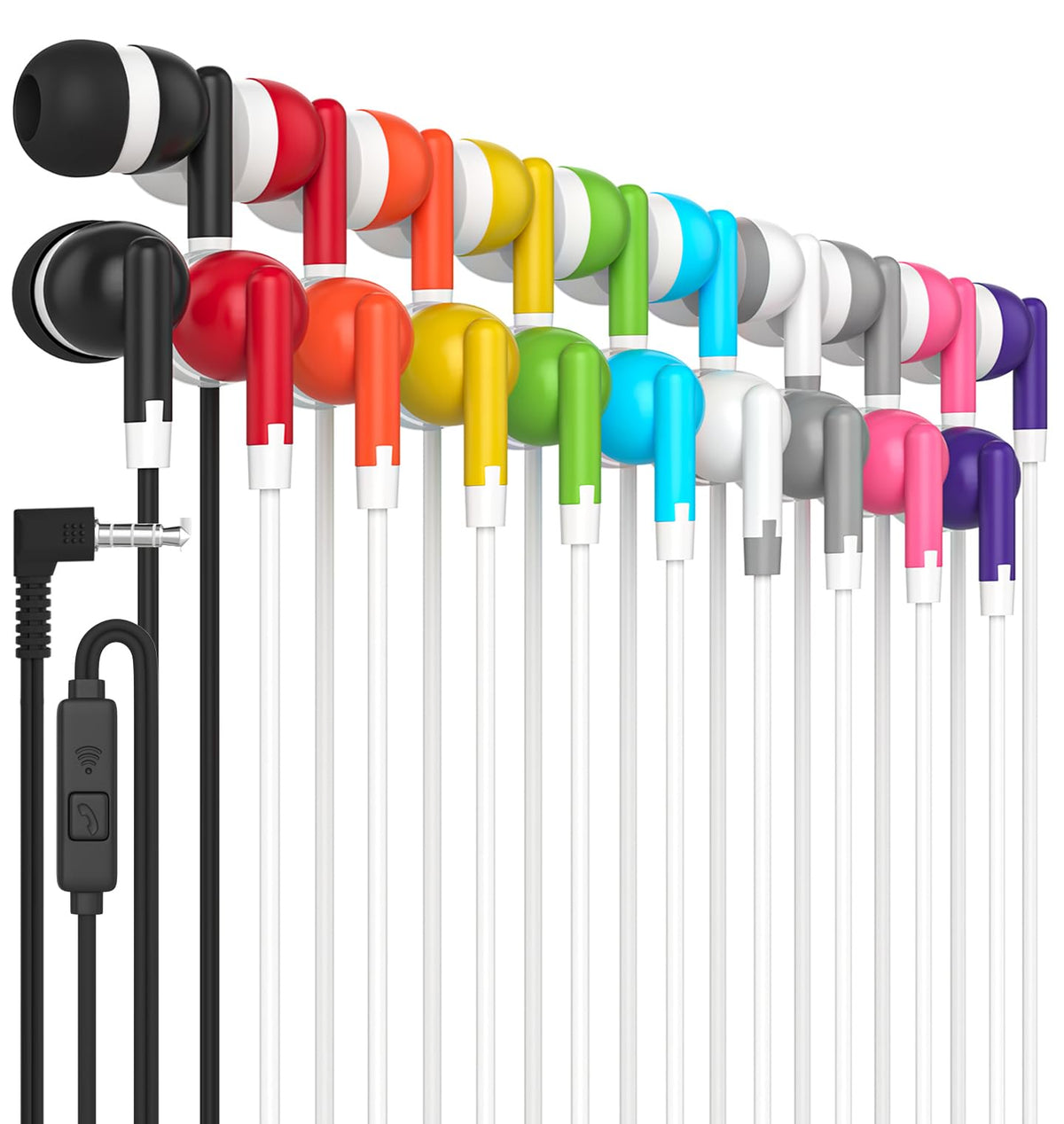 Maeline Noise-Isolating 3.5mm Wired Earbuds Bulk Pack