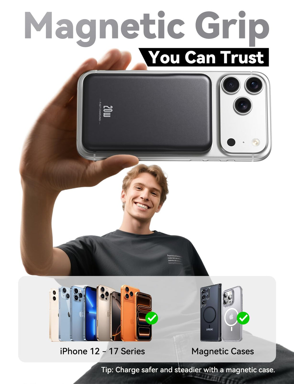 10000mAh Magnetic MagSafe Power Bank with Fast Charging