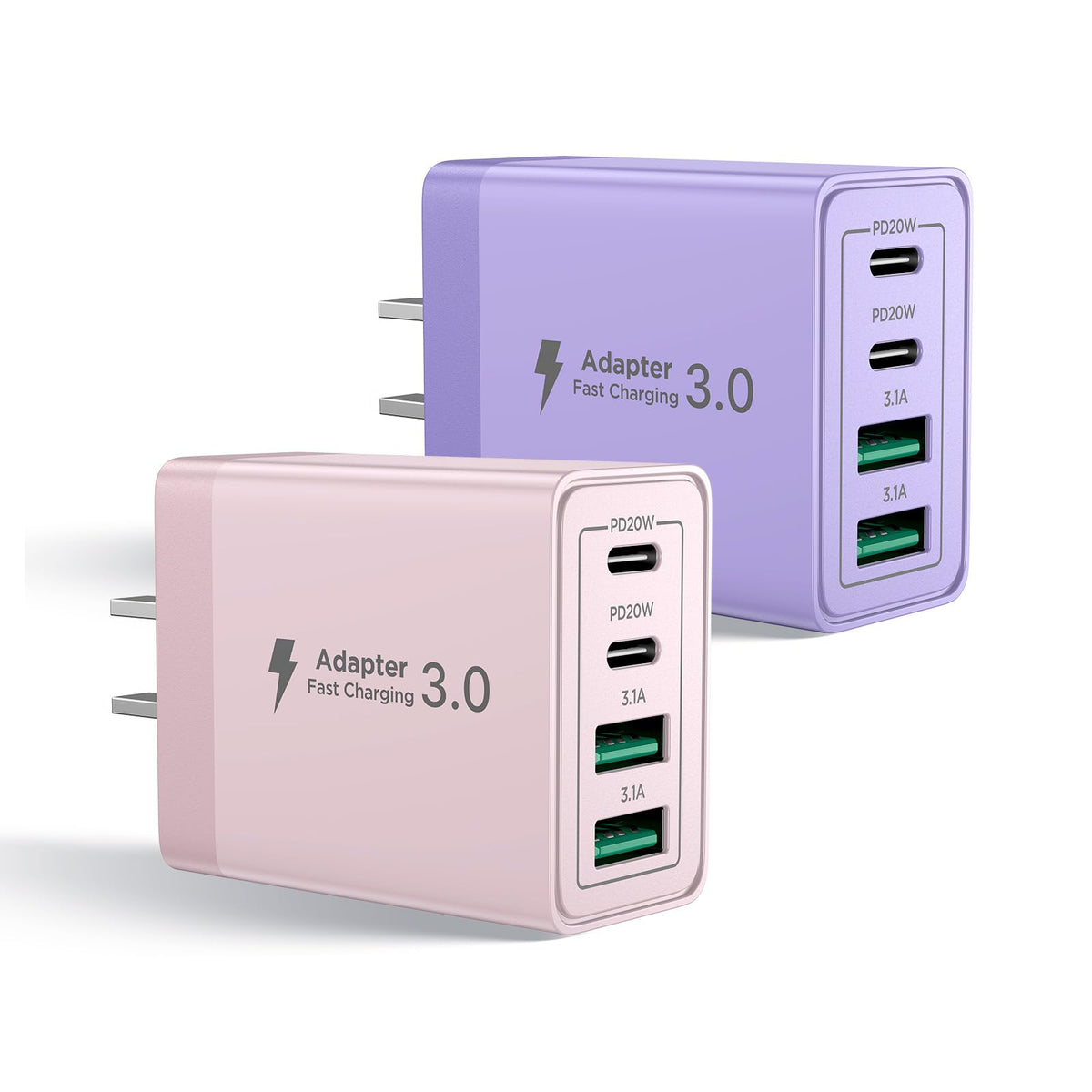 Aioneus USB C Charger Block, 40W Fast Charging Block Type C Charging Block 4-Port Dual Port PD+QC Wall Charger Head Cube for iPhone 17 16 15 14 13