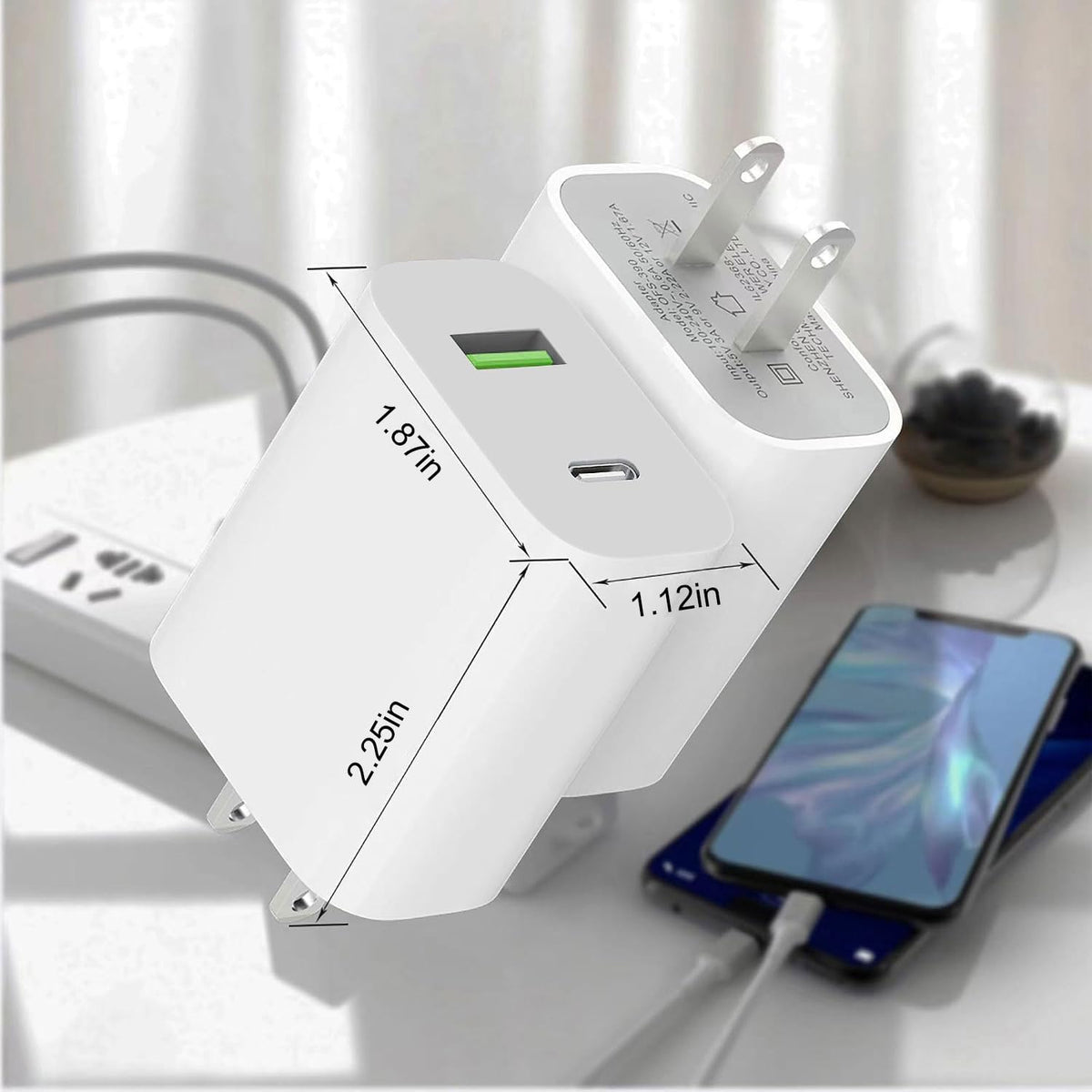 2 Pack USB C Charger Block, Dual Port Type C Wall Charger Fast Charging