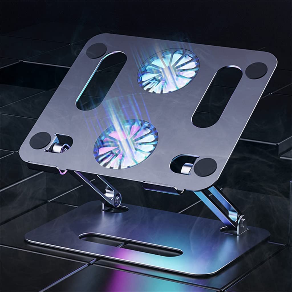 Foldable Aluminum Laptop Cooling Stand with Dual Fans