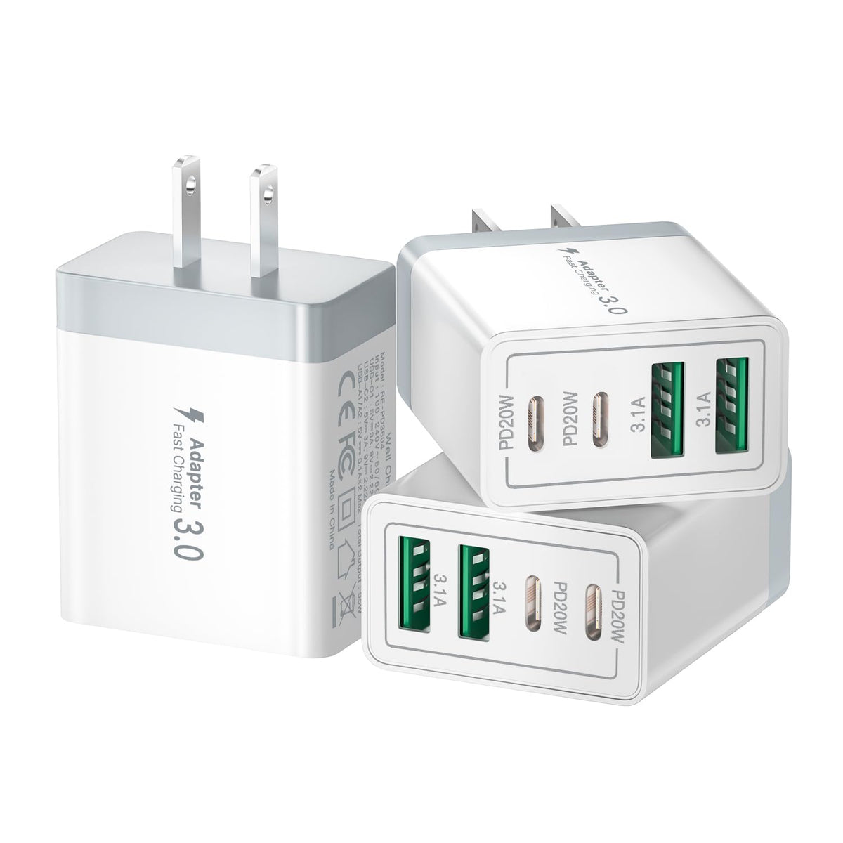 Aioneus USB C Charger Block, 40W Fast Charging Block Type C Charging Block 4-Port Dual Port PD+QC Wall Charger Head Cube for iPhone 17 16 15 14 13