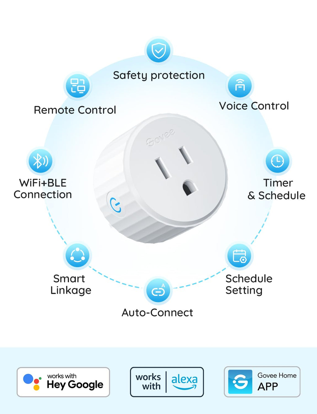 Govee Mini Wi-Fi Smart Plug with Timer & Voice Control