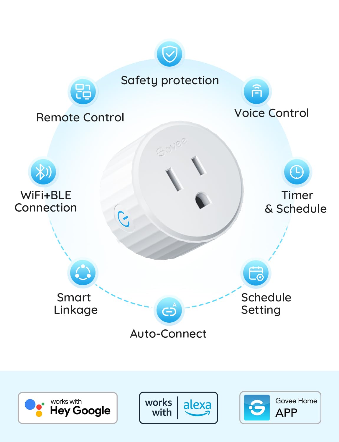 Govee Mini Wi-Fi Smart Plug with Timer & Voice Control
