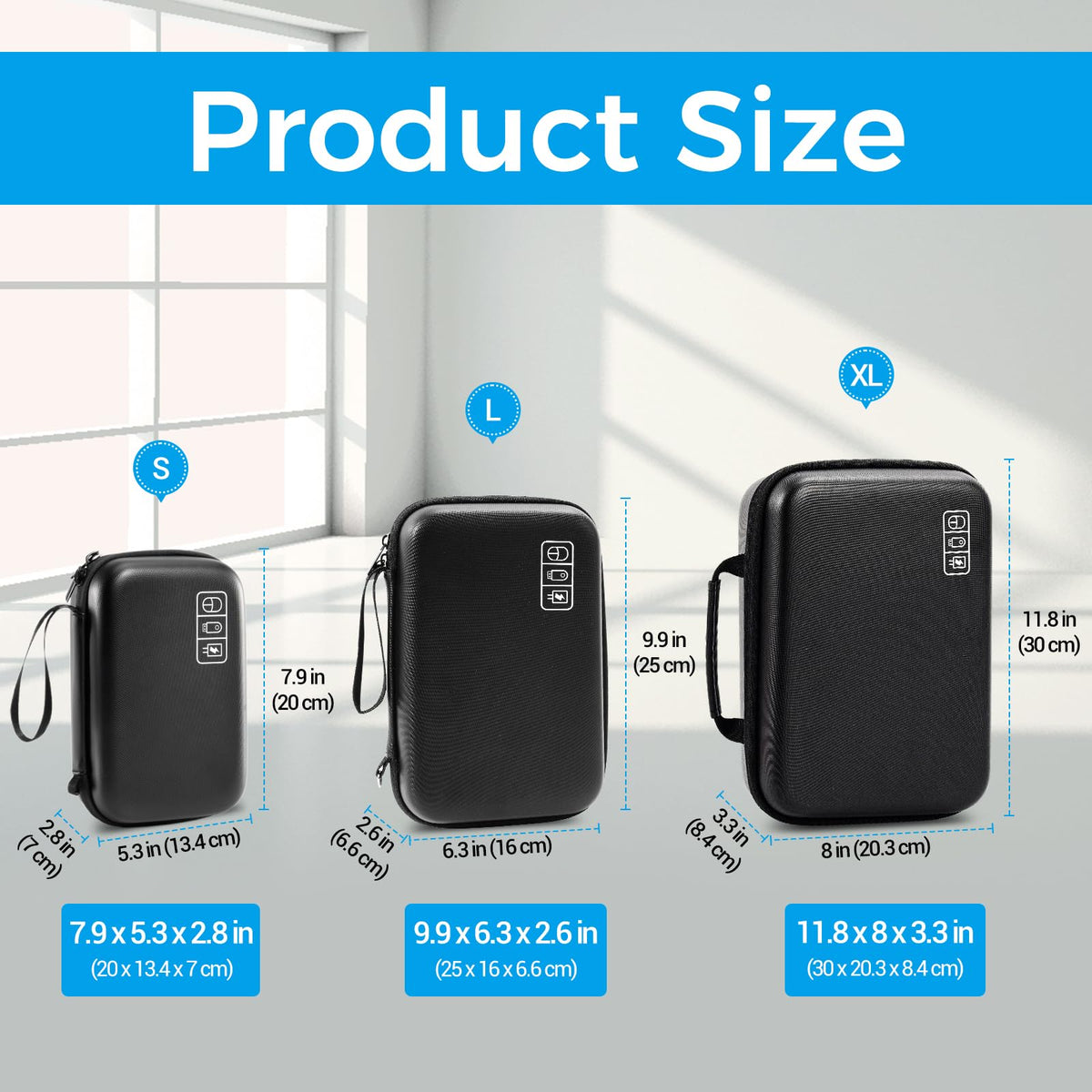 ProCase Hard Travel Electronic Organizer Case for MacBook Power Adapter Chargers Cables Power Bank Apple Magic Mouse Apple Pencil USB Flash Disk SD Card Small Portable Accessories Bag