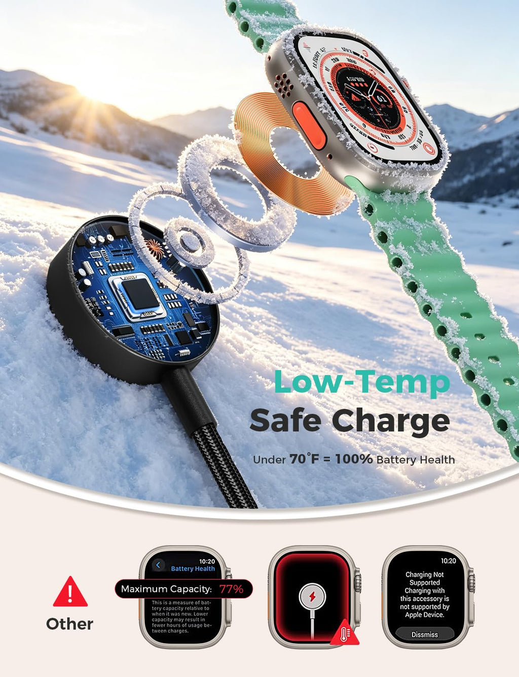 3-in-2 USB-C Charging Cable for Apple Watch & iPhone