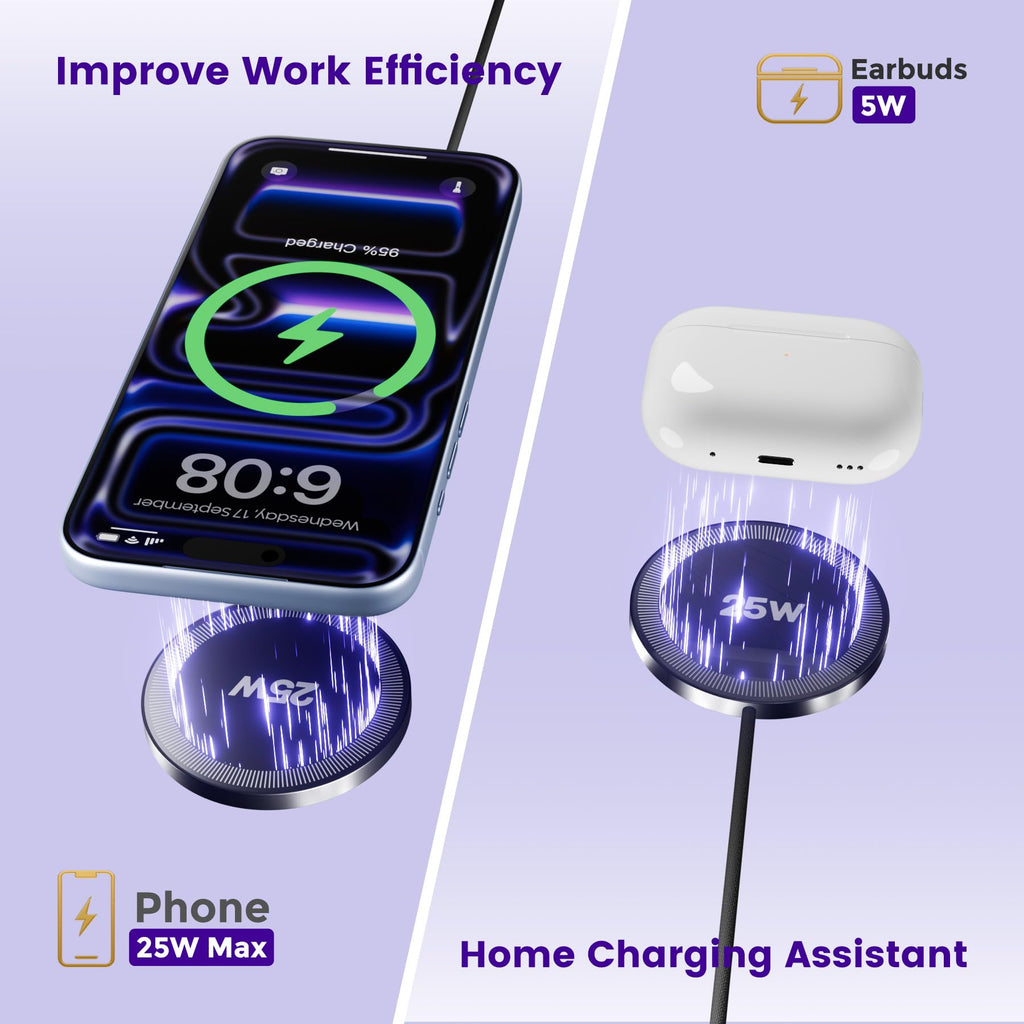 25W Magnetic Wireless Fast Charging Pad for Smartphones