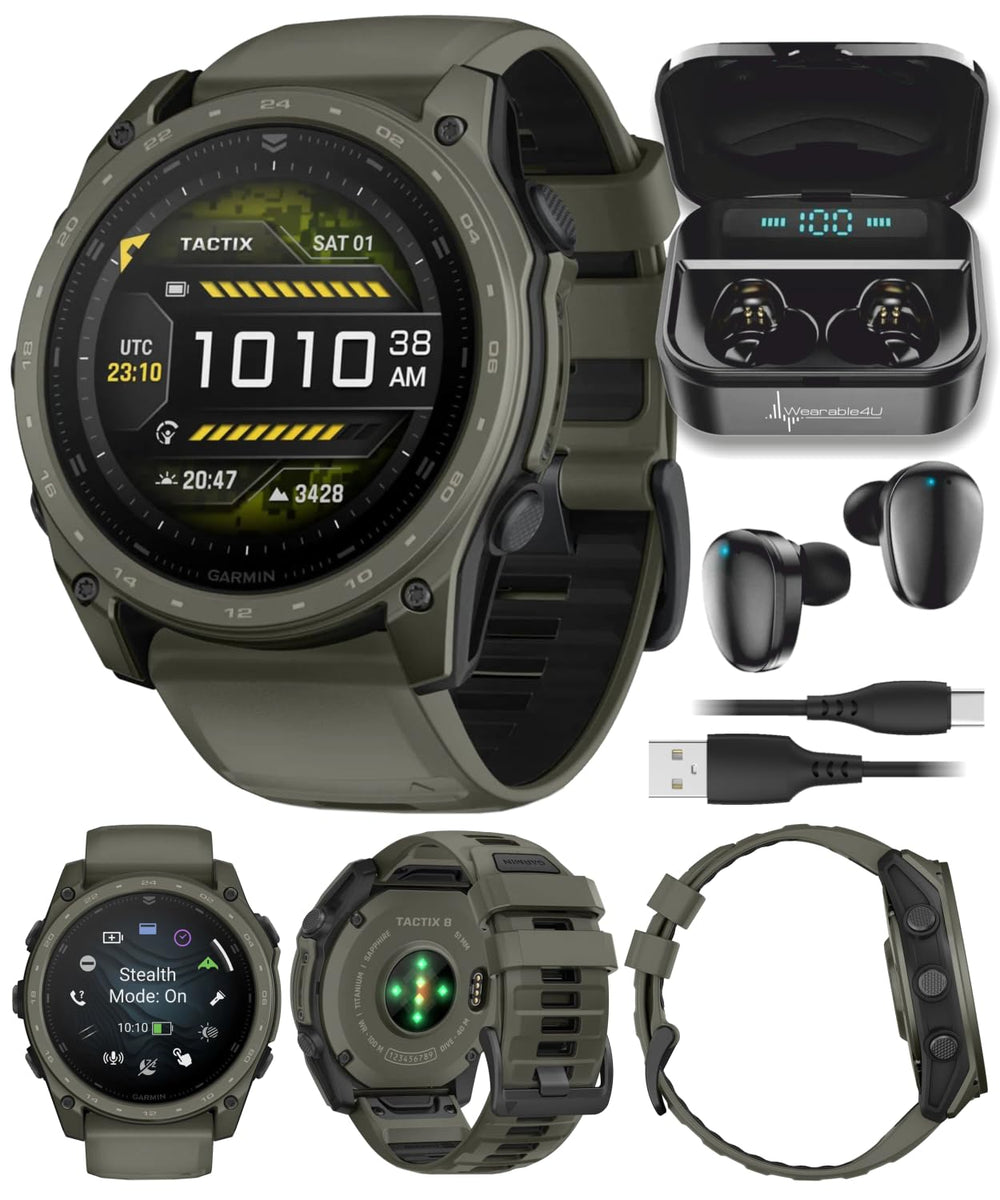 Garmin Tactix 8 51mm AMOLED Tactical GPS Smartwatch Bundle