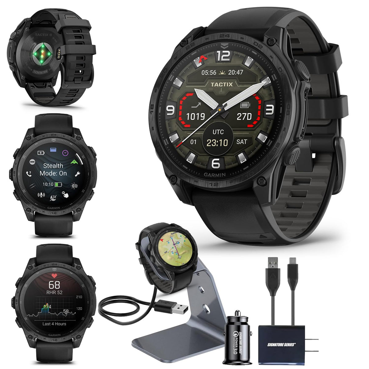 Garmin tactix 8 Tactical GPS Smartwatch with Charger Bundle