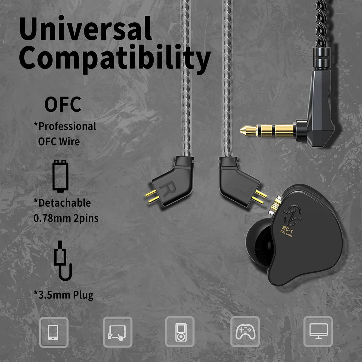 CCZ Yinyoo Melody 1DD+1BA HiFi Wired IEM Earphones