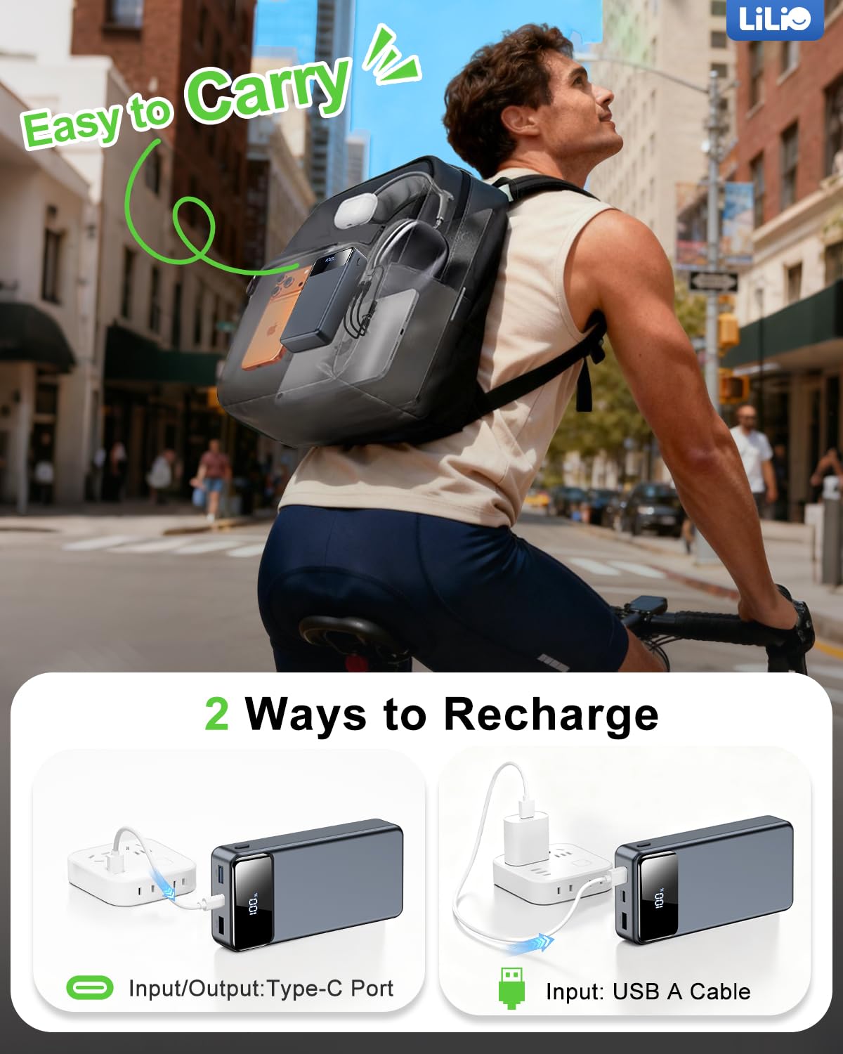 LILIO Portable Charger Power Bank，60000mAh Battery Pack