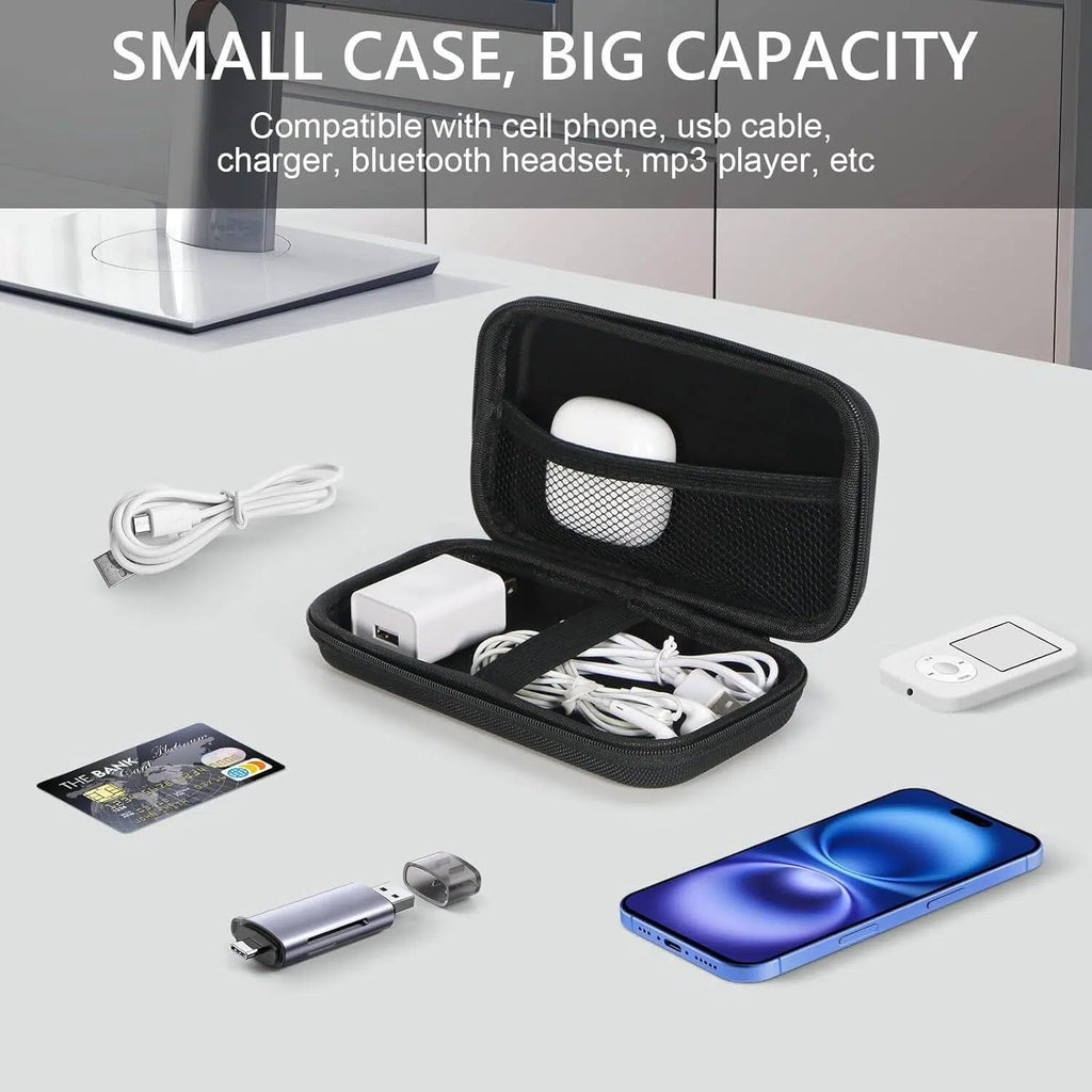 GLCON Small Hard Shell Carrying Case for External Battery,Cell Phone,GPS,Hard Drive,USB Charging Cable,Carrying Bag Mesh Inner Pocket,Zipper Enclosure,Universal Travel Pouch Bag