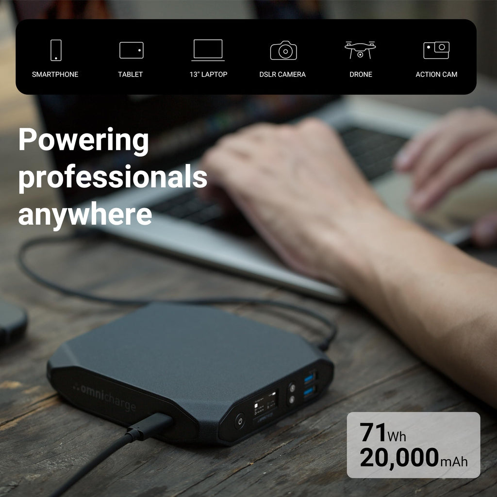Omni 20C+ Professional Premium Portable Power Bank with Fast Charging 100W USB-C PD 20,000mAh/71Wh – Laptop Power Bank, Universal Charger for All Devices, USB Hub, Wireless & QC 3.0 Power Solution