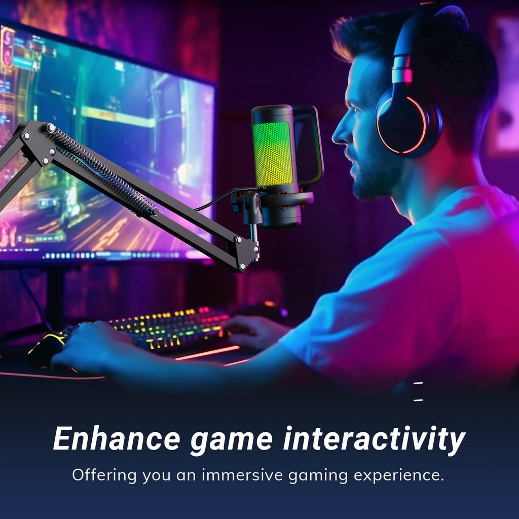 TONOR RGB Gaming Microphone Kit with Adjustable Boom Arm