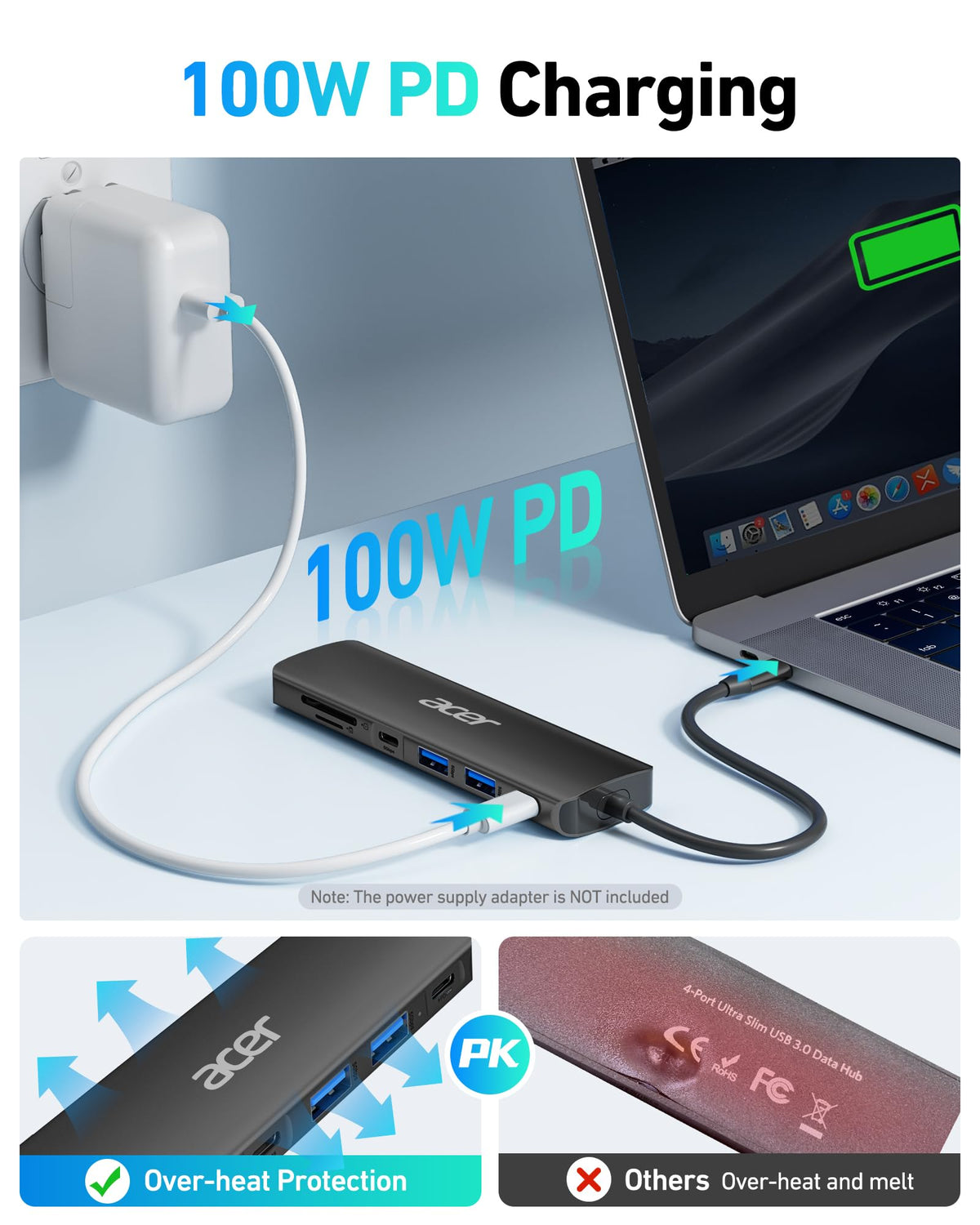 Acer USB-C Multiport Hub Adapter for Laptop & Desktop