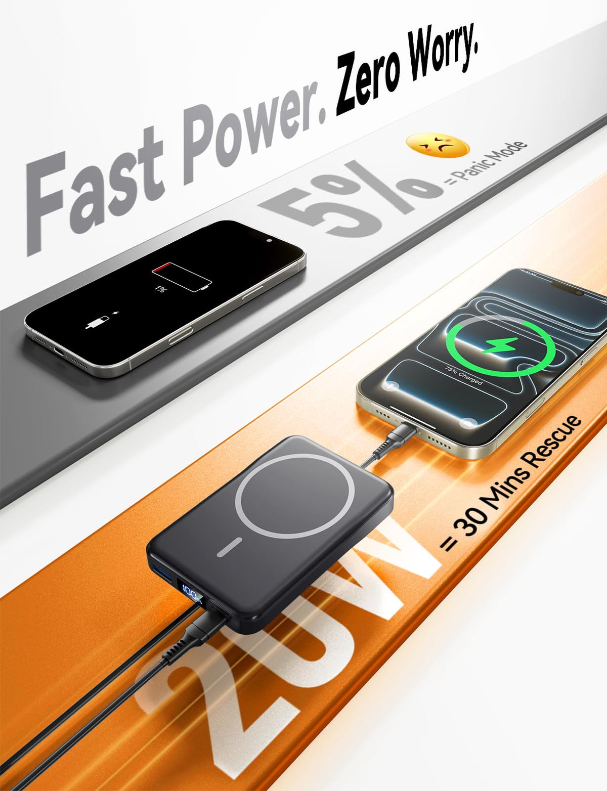 10000mAh Magnetic MagSafe Power Bank with Fast Charging