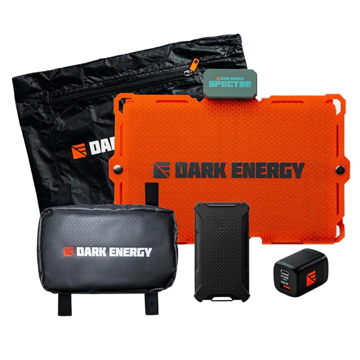 Dark Energy Backcountry Bundle - Poseidon Pro 10,000 mAh Portable Charger Power Bank + Spectre 18W Solar Panel with Accessory Kit & 20W Wall Charger - Off-Grid Generator System for Camping & Hiking