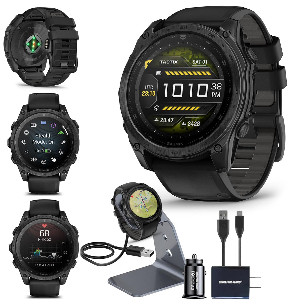 Garmin tactix 8 Tactical GPS Smartwatch with Charger Bundle