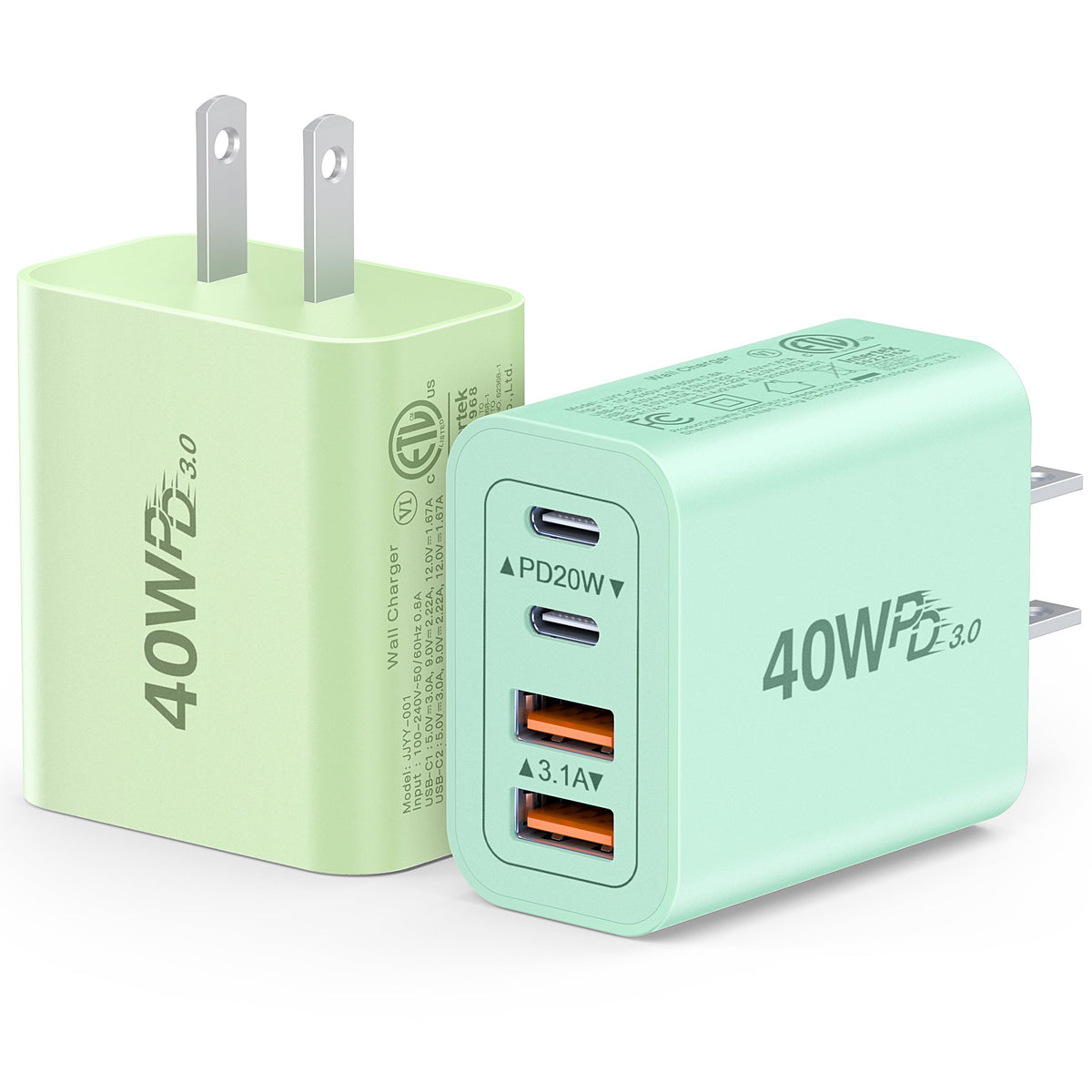 Dulums 2 Pack 40w USB C Wall Charger