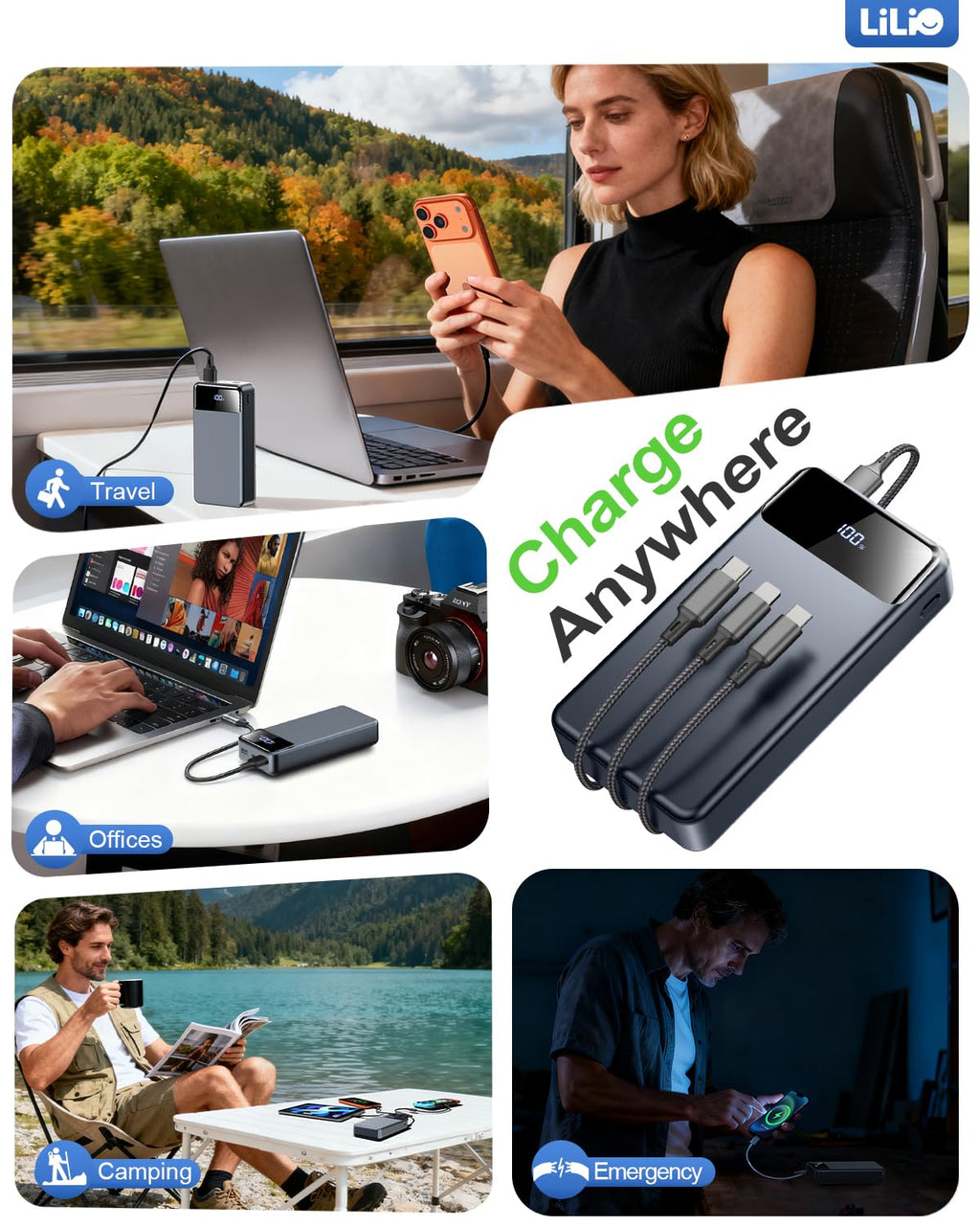 LILIO Portable Charger Power Bank，60000mAh Battery Pack