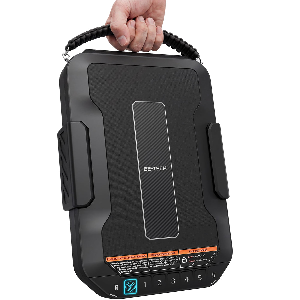BE-TECH Weatherproof Biometric Pistol Safe Lock Box