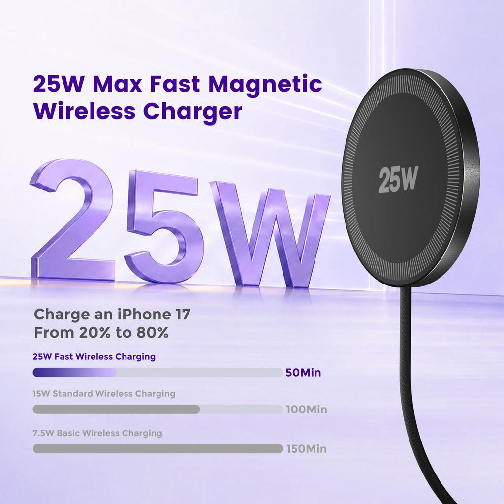 25W Magnetic Wireless Fast Charging Pad for Smartphones