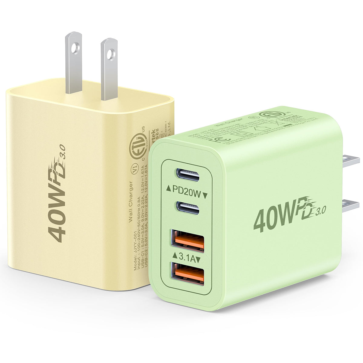 Dulums 2 Pack 40w USB C Wall Charger