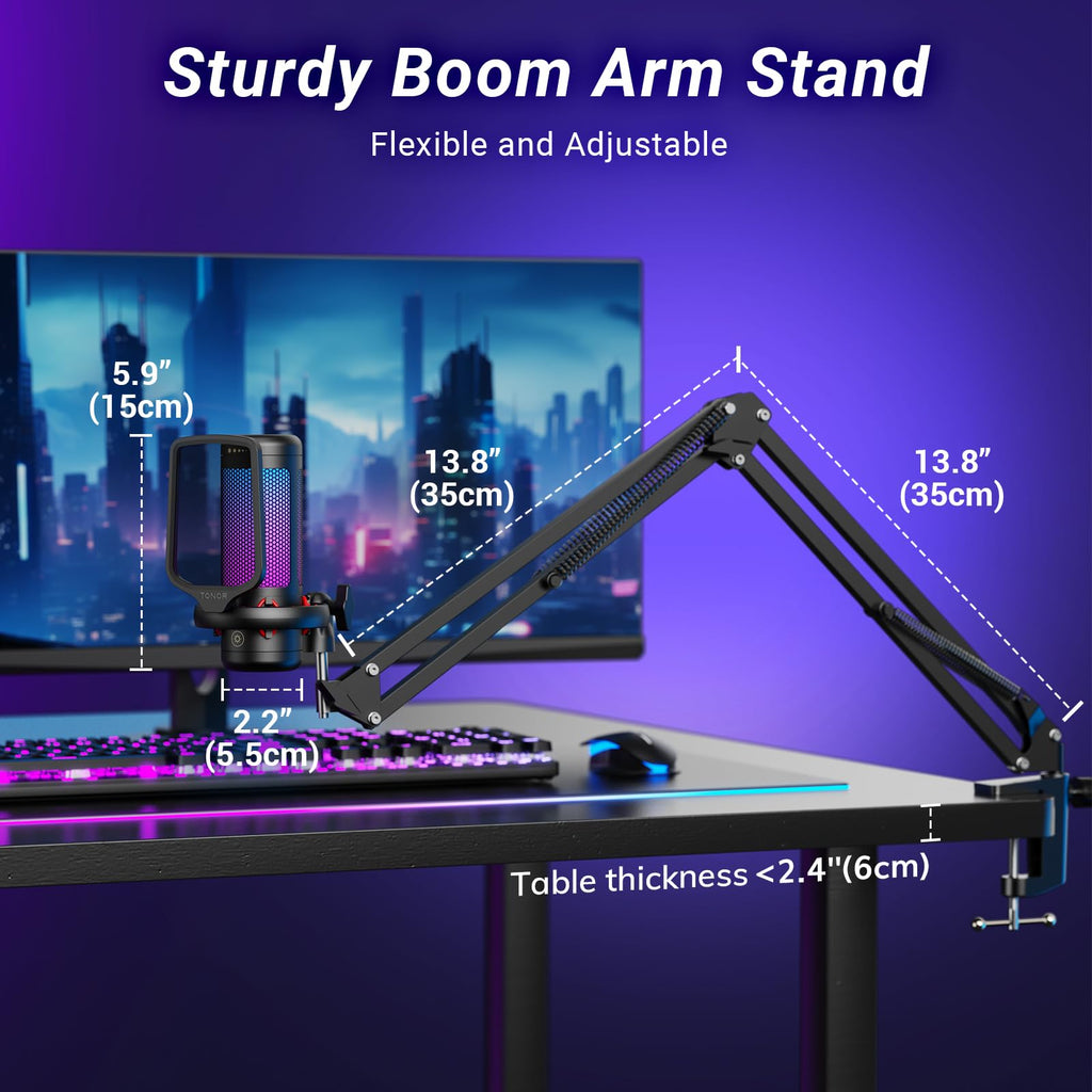 TONOR RGB Gaming Microphone Kit with Adjustable Boom Arm