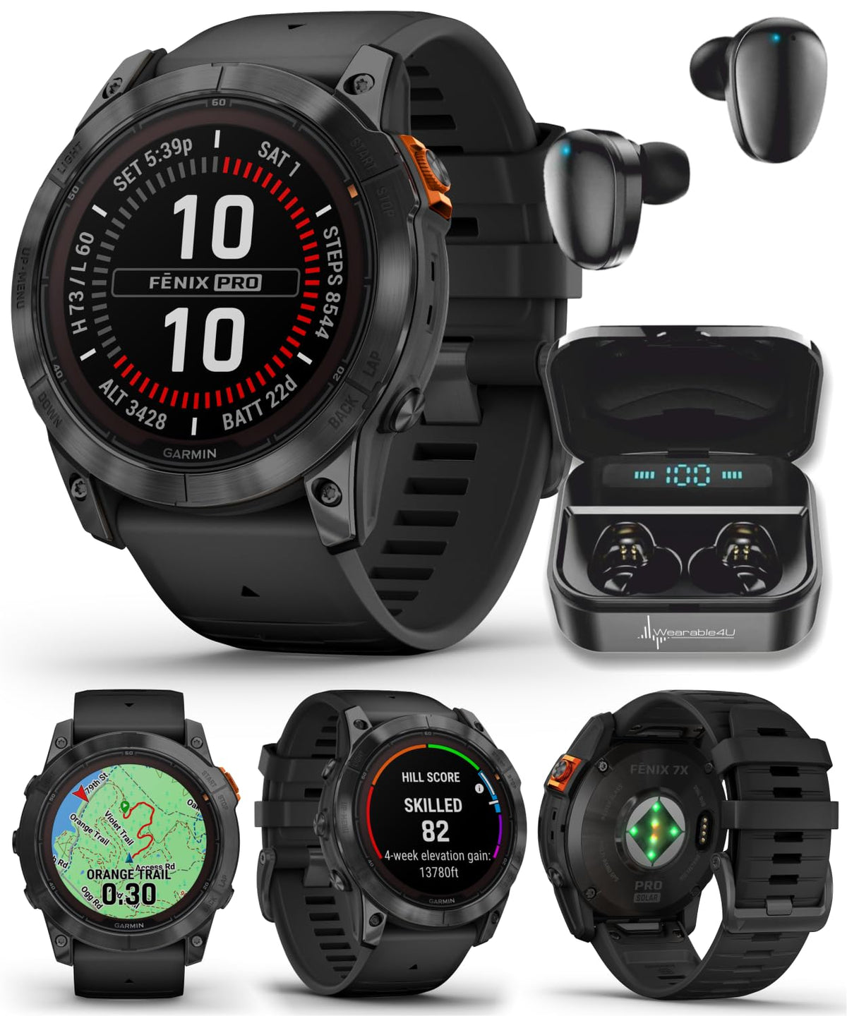 Garmin Fenix 7X Pro Solar 51mm Smartwatch & Earbuds Bundle