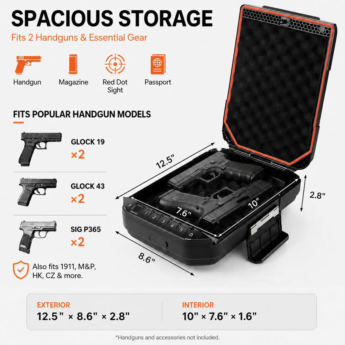 BE-TECH Weatherproof Biometric Pistol Safe Lock Box