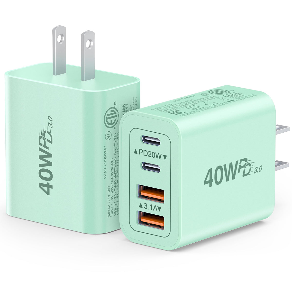 Dulums 2 Pack 40w USB C Wall Charger