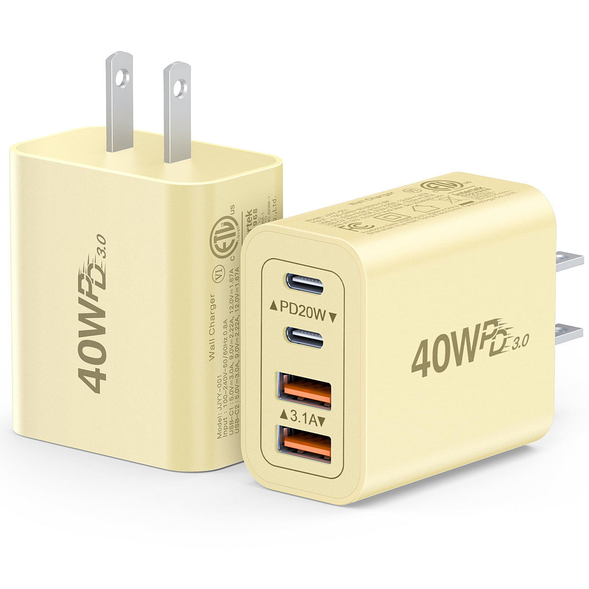 Dulums 2 Pack 40w USB C Wall Charger
