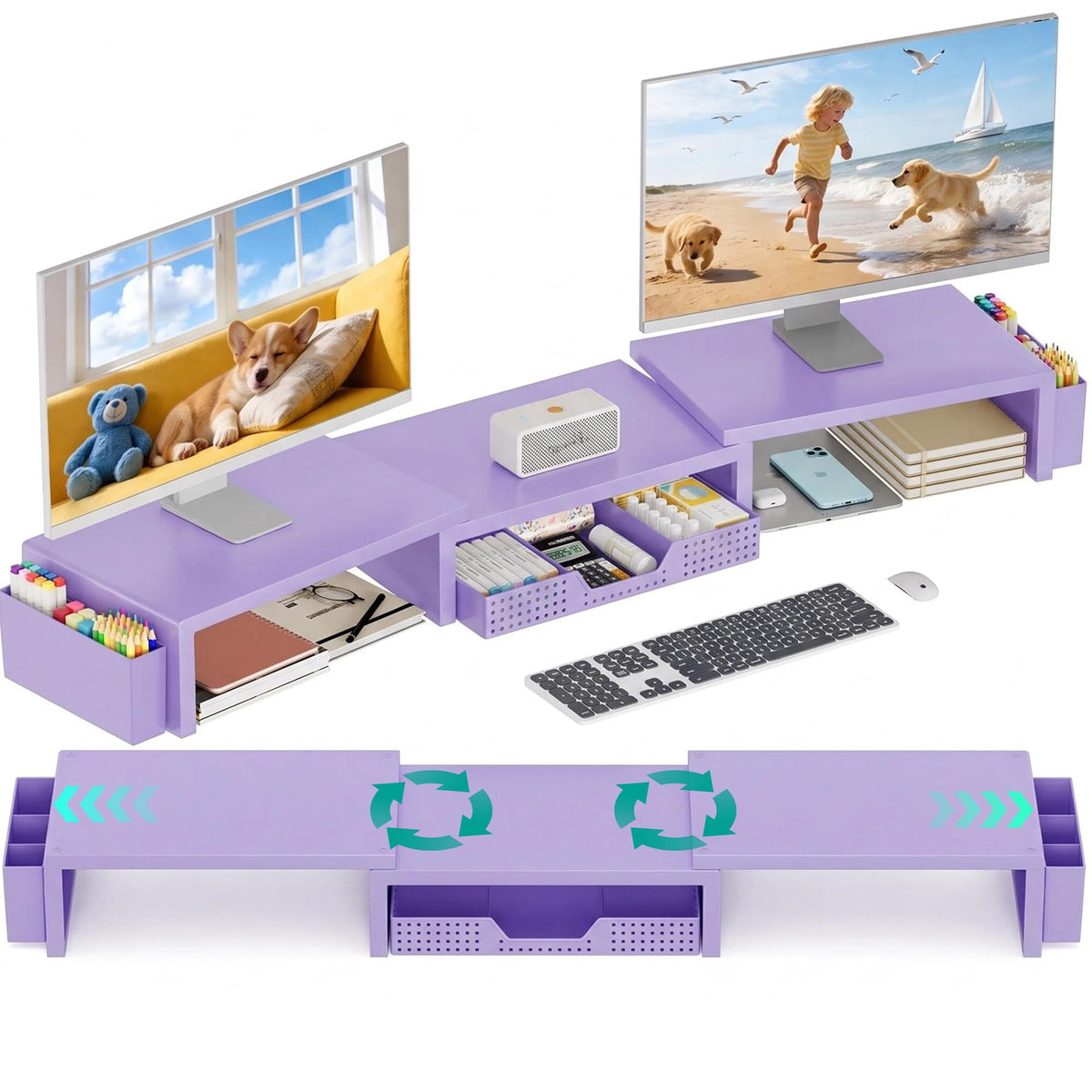OPNICE Monitor Stand Riser with Drawer & Pen Holders