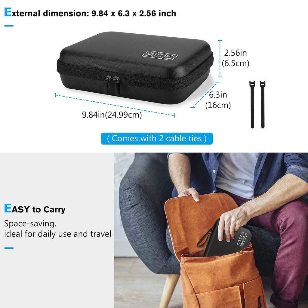 ProCase Hard Travel Electronic Organizer Case for MacBook Power Adapter Chargers Cables Power Bank Apple Magic Mouse Apple Pencil USB Flash Disk SD Card Small Portable Accessories Bag