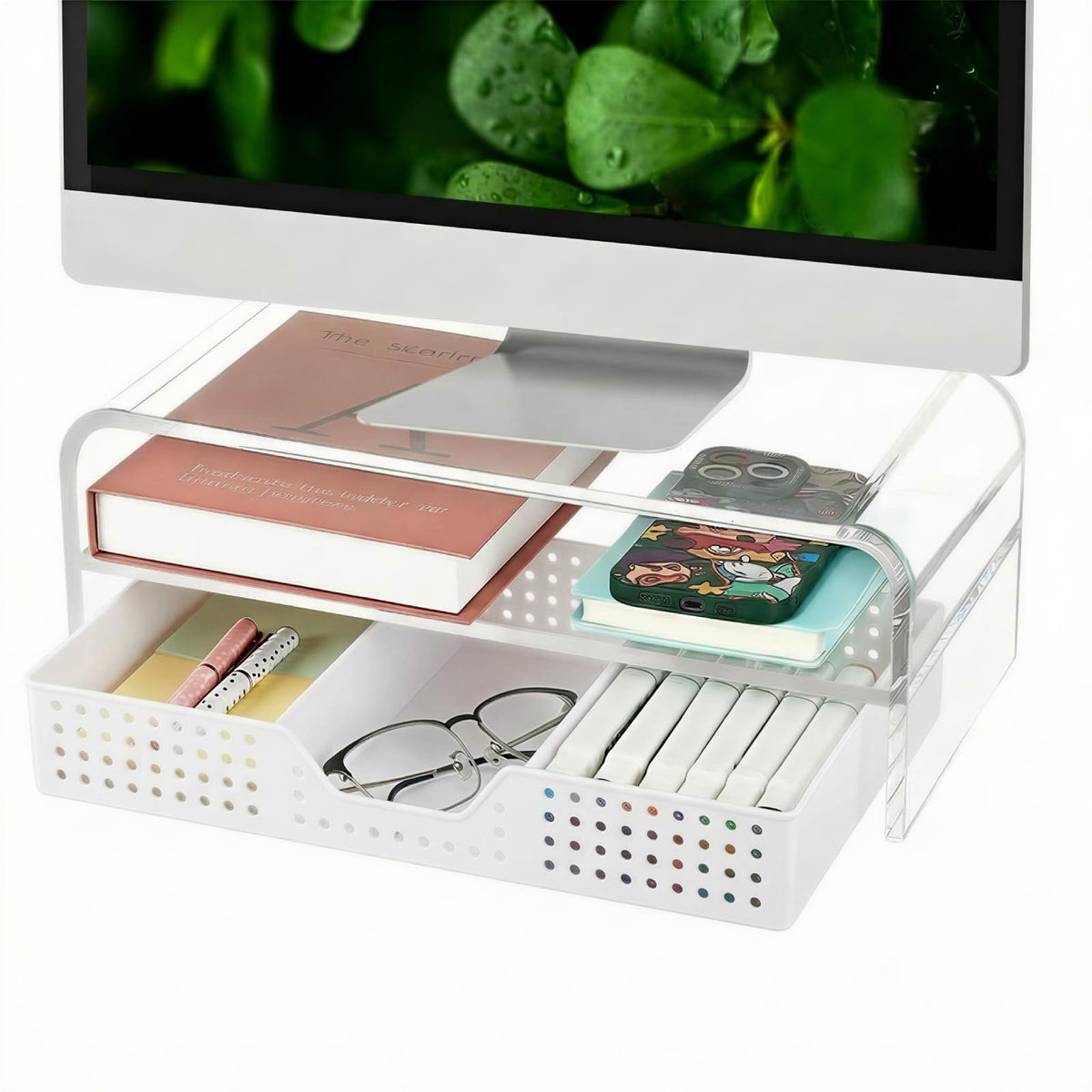 OPNICE Monitor Stand Riser with Drawer & Pen Holders