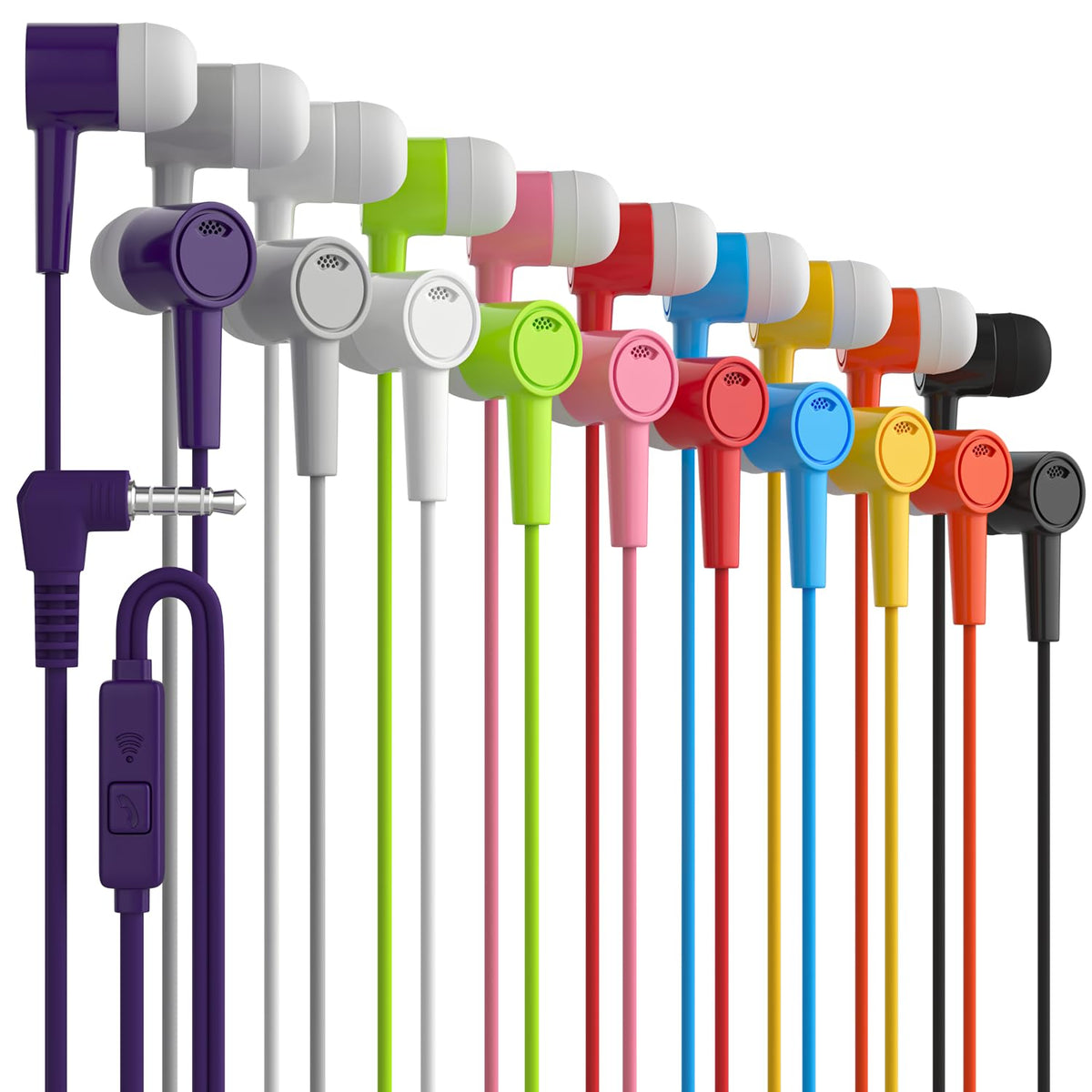 Maeline Noise-Isolating 3.5mm Wired Earbuds Bulk Pack